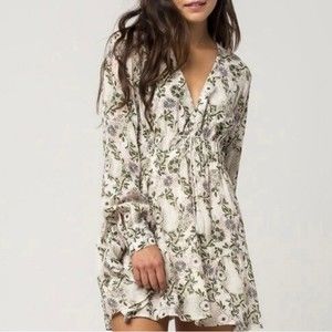 Free People Stealing Fire Tunic Dress Lined Long Sleeve Floral Size M